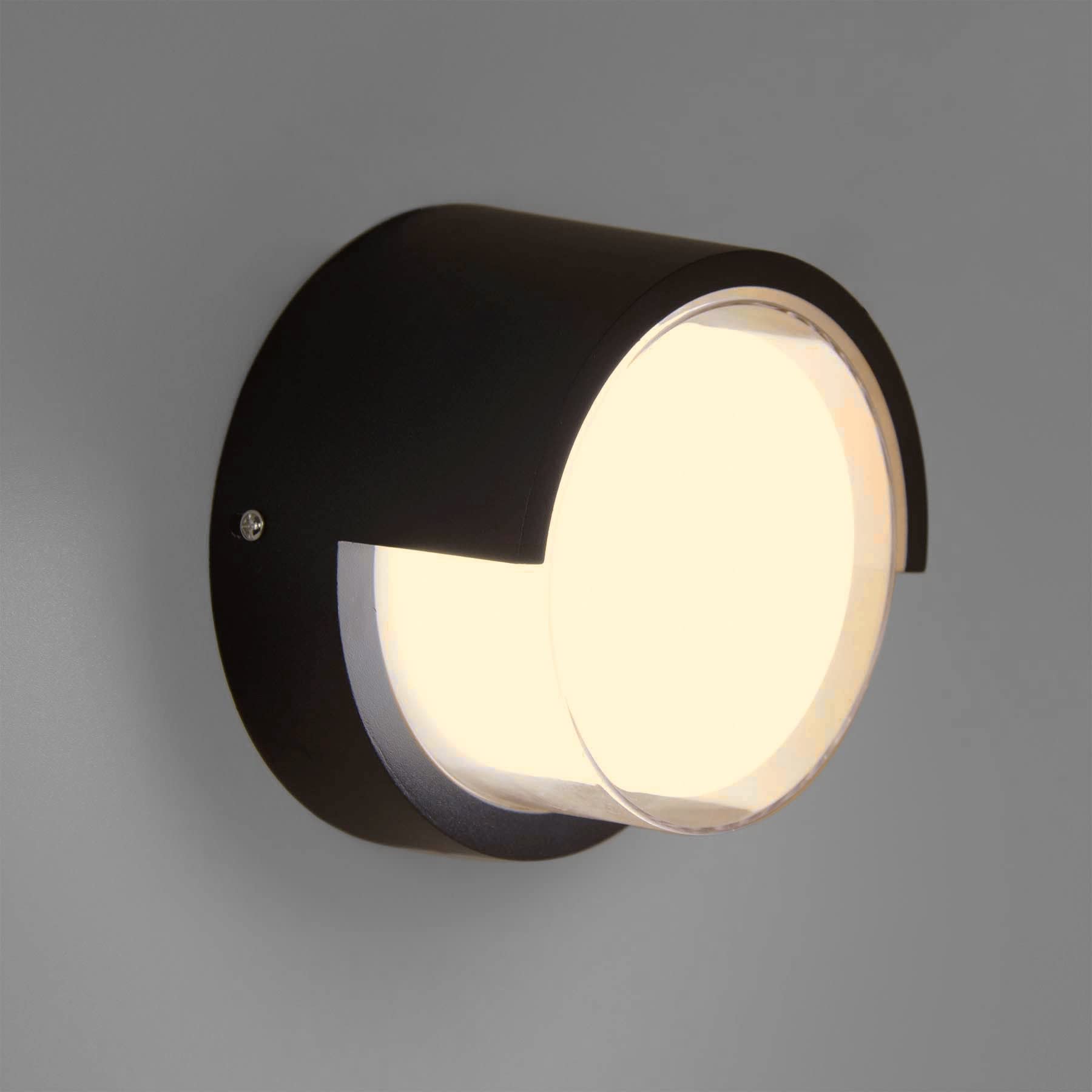 G.W.S® 12W Black Modern LED Sconce IP54 Indoor/Outdoor Round Wall Light Warm White 3000K (WL-C-RD-WW)