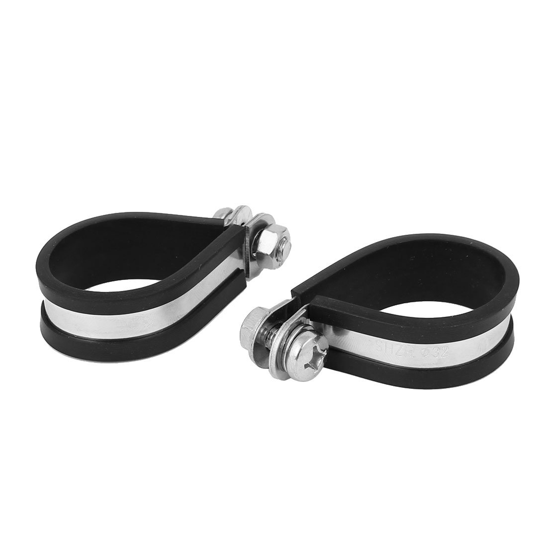 Aexit 5pcs 32mm Clamps P Clips EPDM Rubber Lined Mounting Bracket for Pipe Strap Clamps Tube Cable