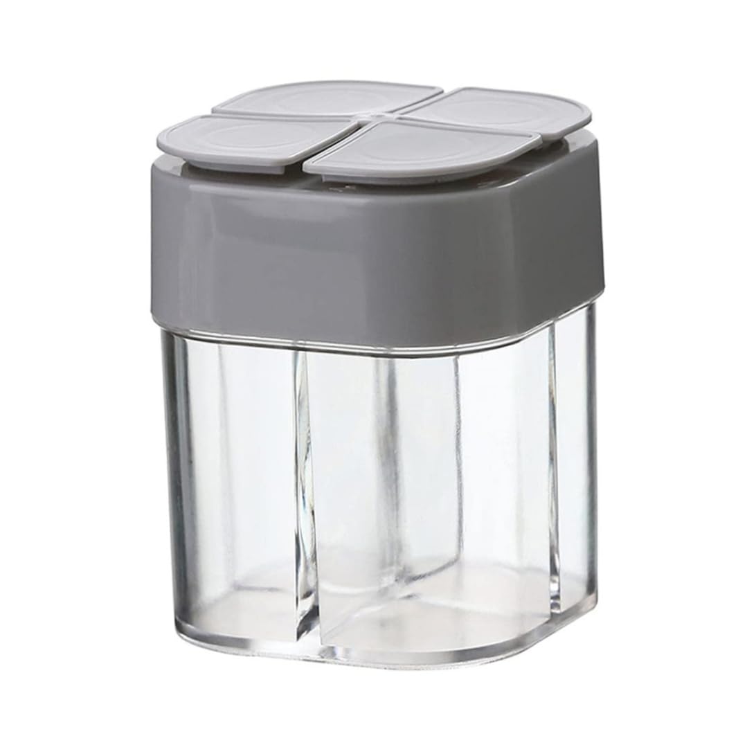Nukinp Spice Jars 4 in 1 Transparent Spice Shaker with Adjustable Holes Salt Pepper Storage Container Grey