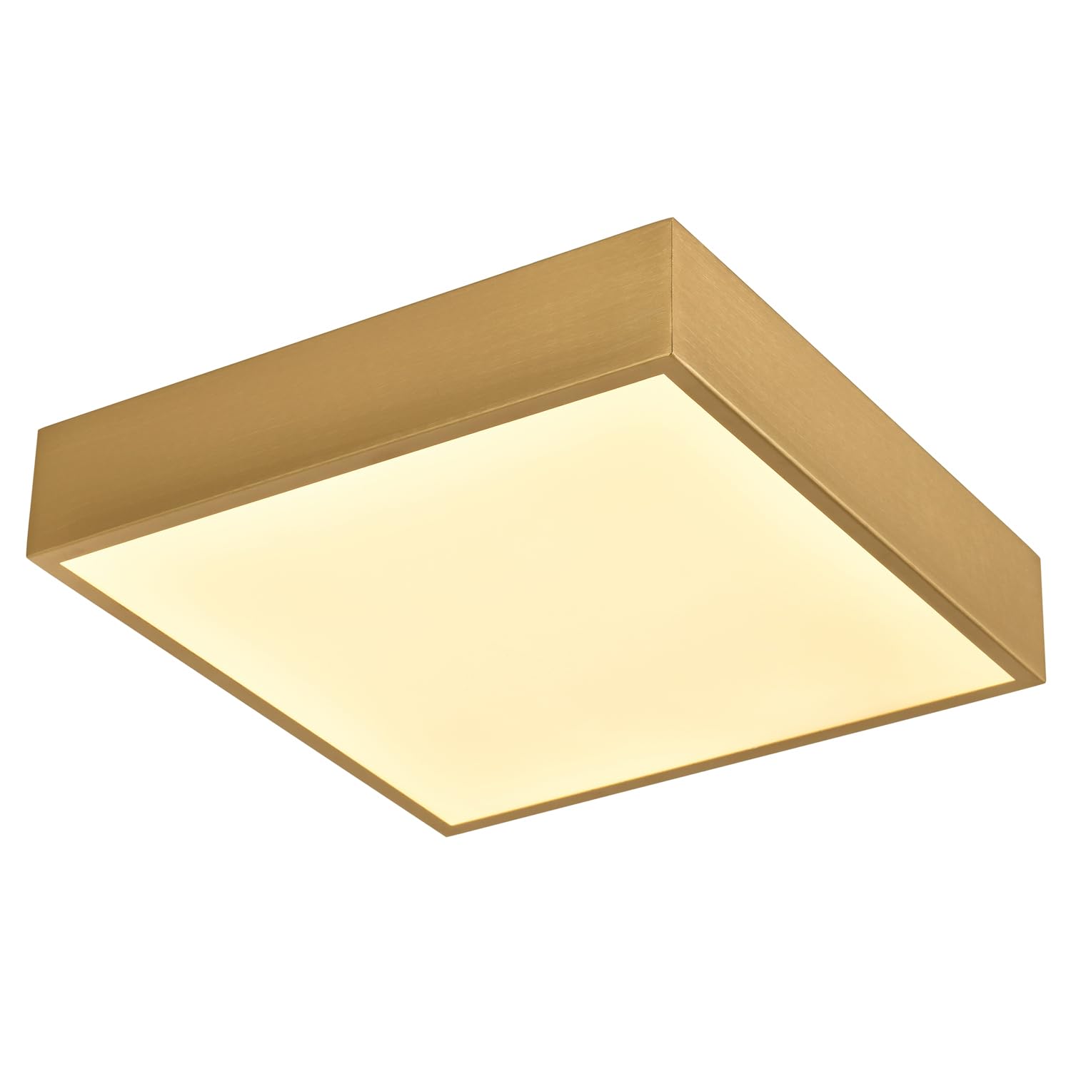 Happy Homewares Modern 25W Led Flush Square Ceiling Light In Brushed Gold With Opal Diffuser from B&Q