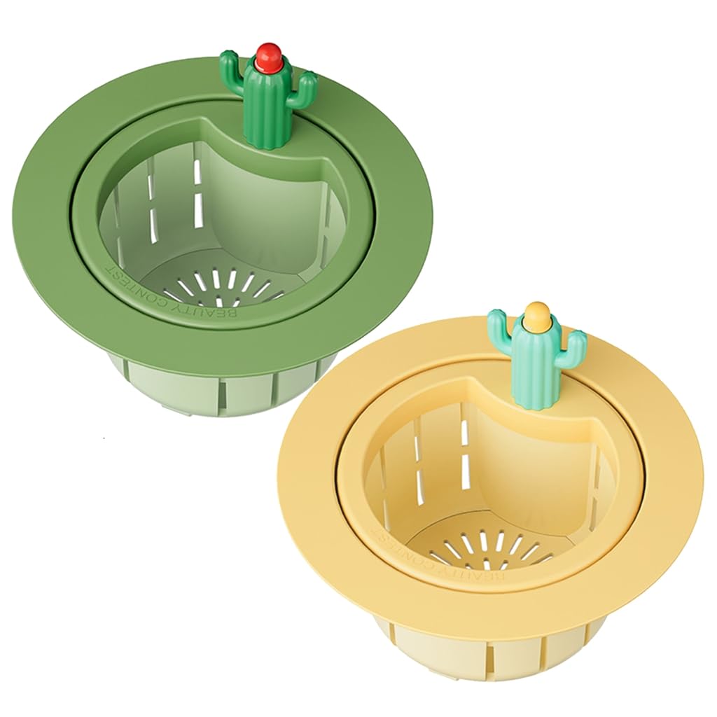 Elnwnnkc 2Pcs Cactus Shaped Kitchen Waste Strainer Press Release Draining Basket Food Waste Catcher Sink Filter Easy