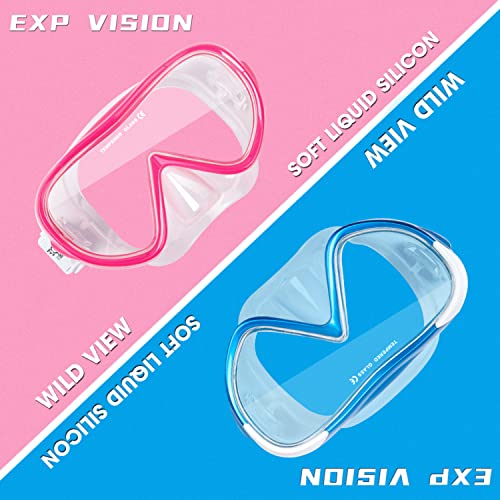 Image of Kids Snorkel Swim Mask, Child Diving Mask Anti-Fog Swim Goggles with Nose Cover for Snorkeling Diving Swimming