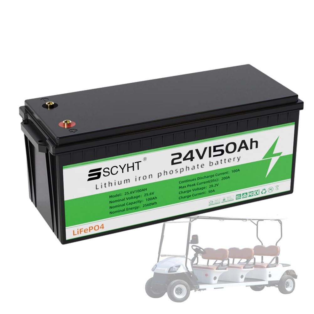 Batterie Lithium 24 V 100 Ah 150 Ah Batterie LiFePO4 24 V Batteries à décharge Profonde pour Camping-Cars, solaires et Hors réseau pour Moteurs 500 W à 3840 W,24v150ah 240mm