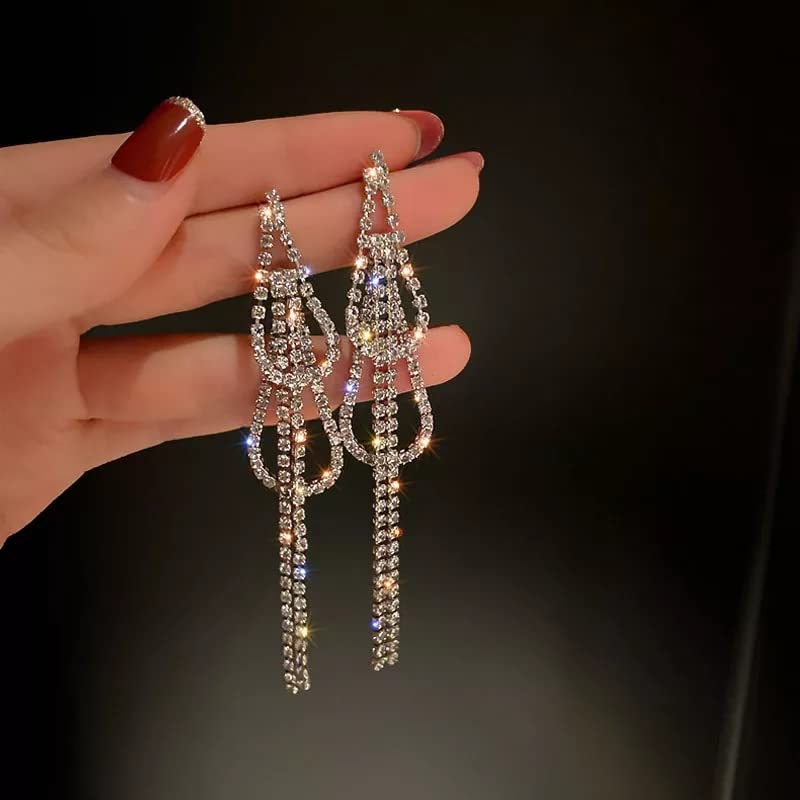 Boucles d'oreilles longues en argent sterling pour femme épurées