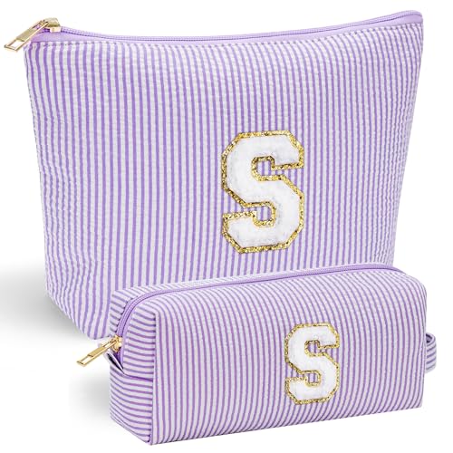 YOOLIFE Mothers Day Gifts Preppy Stuff Tween Girls Gifts Graduation Teacher Gifts Monogram Makeup Pouch Makeup Organizer Bag Beauty Bag Personalized Birthday Gifts for Women Her Preppy Makeup Bag S