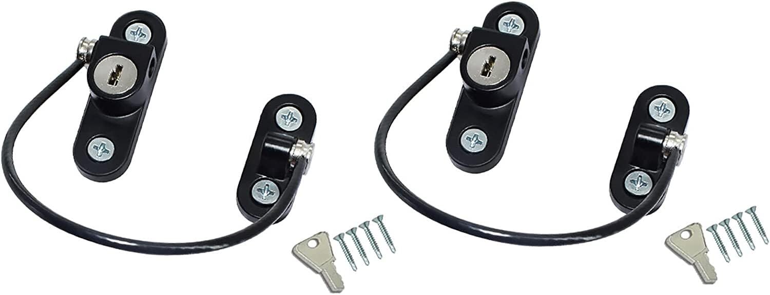 FGJsfhrDTU Window Locks Window Safety, Window Restrictor With Keys And Screws, & Door Cable Security Lock lor :(Black B)
