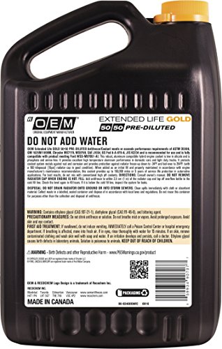 Image of Recochem OEM American Vehicles Premium Antifreeze 50 /50 Extended Life Coolant Gold, 1 Gallon, 1 Pack