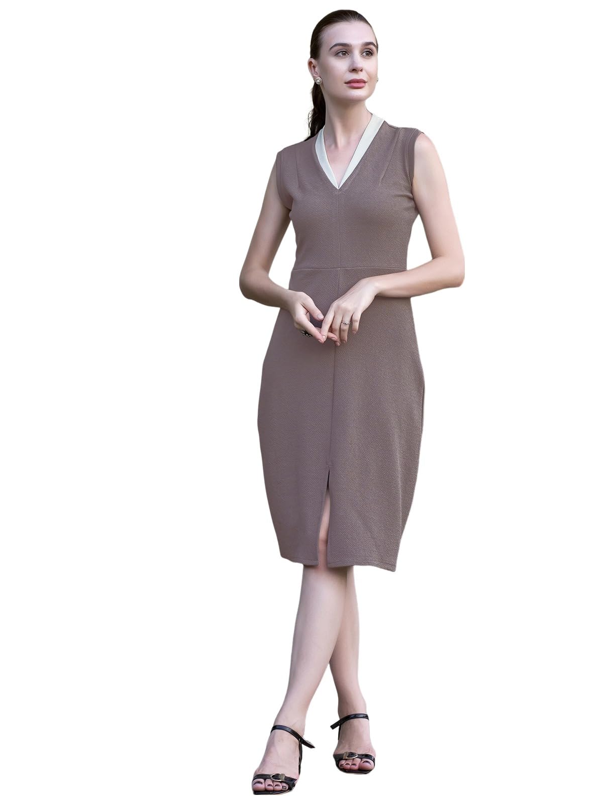 Selvia Western Dress For Women|Solid Lycra Western Dress For Women|A-Line Dress For Women|One Piece Dress For Women (721Dtk11751N-S_Mauve)