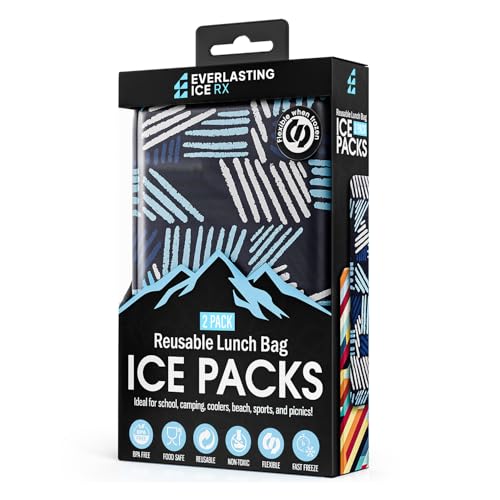 everlasting ice rx reusable ice packs for lunch boxes amp coolers 4 pack flexible long-lasting bpa free versatile soft ice pack for insulated bags picnic travel and more