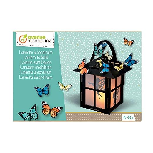 Avenue Mandarine - Caja creativa para construir - a partir de 6 años - Kit de actividades manuales creativas - Linterna de cartón para montar + 3 tablas de motivos decorativos de mariposas y hadas