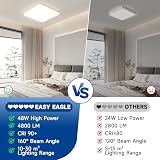 EASY EAGLE Lampa sufitowa LED, 48 W, 4800 lm, 4000 K, IP44, płaska lampa do salonu, sypialni, kuchni, jadalni, biura, 30 cm