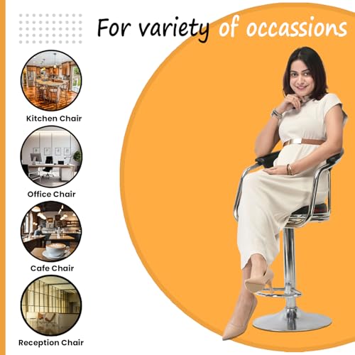 Image of GOYALSON Metal Classic Height Adjustable and Revolving Bar Stool Kitchen Chair (2, Black), 94 cm, 49.53 cm, 43.2 cm