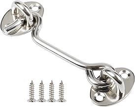Stainless Steel Storm Hook Cabin Hook and Eye Lock Closet Lock, Barn Door Hook Lock, Door Hook and Eye Catch, Silver 4 Inch 1