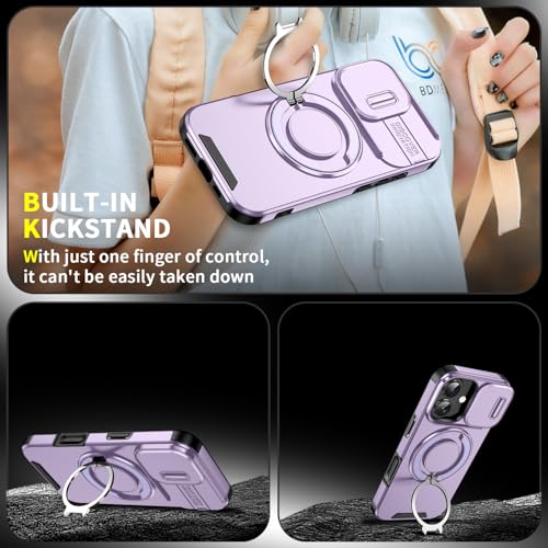 Coque iPhone 17 magnétique antichoc violette avec support caméra arrière - 7