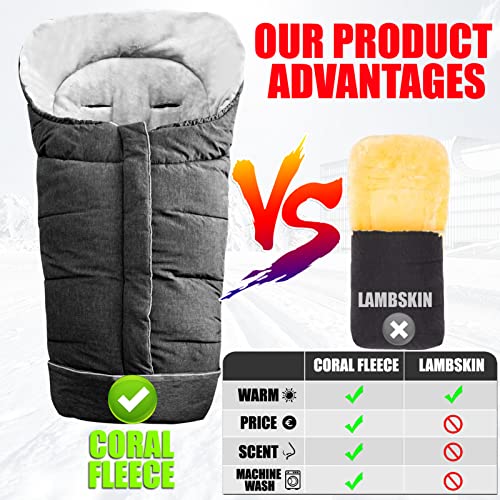Fußsäcke Kinderwagen,Fußsack Buggy,Fusssack Winter Baby,Warm und Weich Winterfußsack,Maschinenwaschbar,Wintersack Von 0-3 Jahren (100X47CM, Grau)