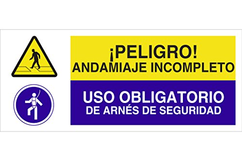 Señal Poliestireno 1,5Mm 717X297 En Oferta Cofan Cao26Pl717297 - Señal De Seguridad&Quot;¡Peligro! Andamiaje Incompleto/Uso Obligatorio De Arnés De Seguridad&Quot;