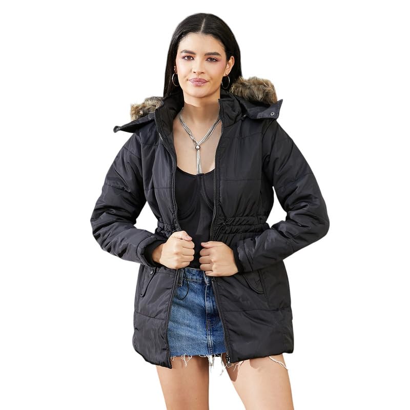 Image of PINACOLADA Women's Fleece-Lined Biker Jacket for Casual Wear | Spread Collar | Long Sleeve | Zipper Closure | Jacket Crafted with Comfort Fit for Everyday Wear