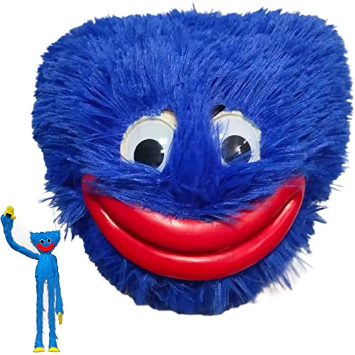 Huggy Wuggy Mask Latex Realistic Game Plush Full Head Mask Cosplay Masquerade Accessories Prop (Dark blue-Smile)