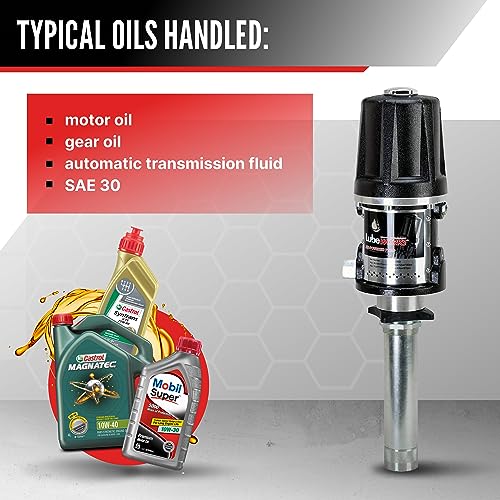 Image of Lubeworks Oil Transfer Pump Air Operated Pneumatic 40lpm / 10.6gpm Heavy Duty 5:1 High Fluid Pressure 870Psi for SAE240 Oils /Fluids (NOT for Gasoline or Diesel)