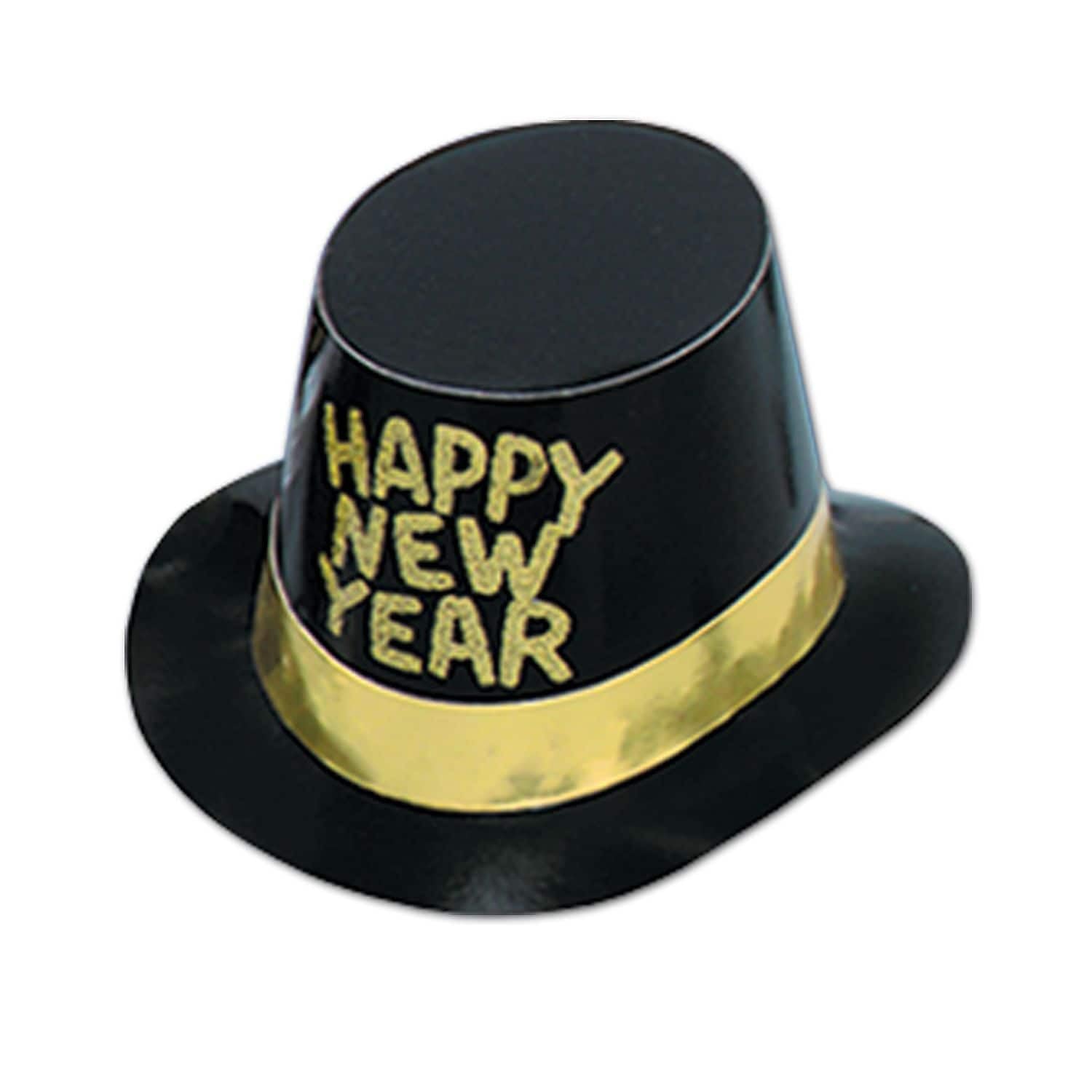 Schwarz HI-HAT-W/Blättern Veloursleder, ca. (Gold Glitter & Band), 25 Hüte Pro Paket