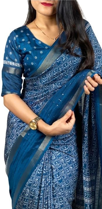 Bhuwal Fashion Dola Silk Warli kalamkari Print Sequin Saree With ...