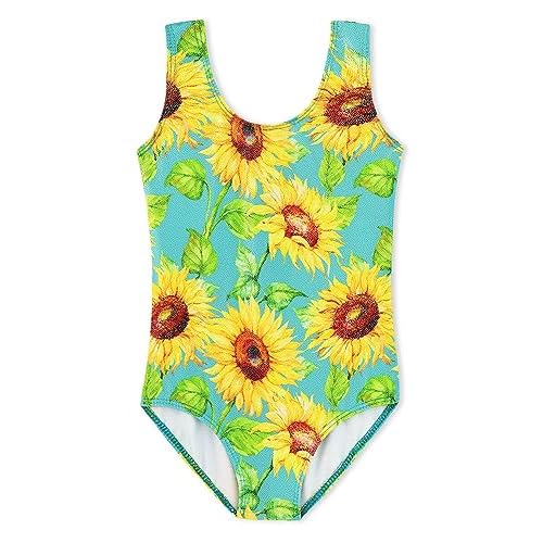 HOZIY Gymnastics Leotards for Girls Toddlers Kids Sleeveless Tumbling Outfits for Dance Print 4-5T A Sleeveless Sunflower