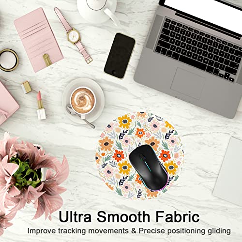 Mouse Pad,Anti Slip Rubber Round Mousepads Desktop Notebook Mouse Mat With Stitched Edge For Working And Gaming (Adorable Flower) #TOP5