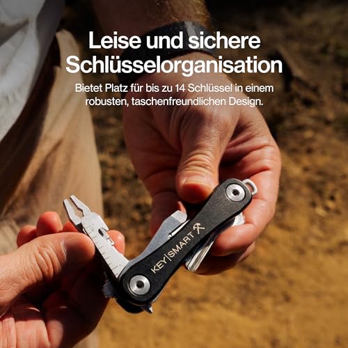 KeySmart Rugged - Multifunktions-Schlüsselhalter, Schlüsselorganisator mit Flaschenöffner und Taschenclip (bis zu 14 Schlüssel, Schwarz) – Ansicht 3