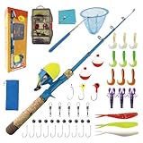 SHUDAROCAST Kids Fishing Pole Set, Kids Fishing Rod and Reel Combo and Fishing Net Tackle Box with Lures Hooks and Bag for Boys Girls Youth Fishing