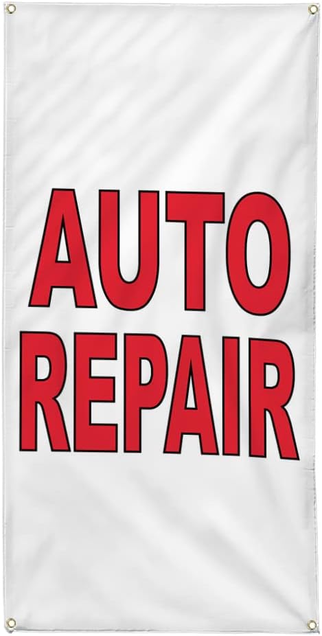 Vertical Vinyl Banner Multiple Sizes Auto Repair Auto Body Shop Car Repair L Automotive Outdoor Weatherproof Industrial Yard Signs 4 Grommets 36x24Inches