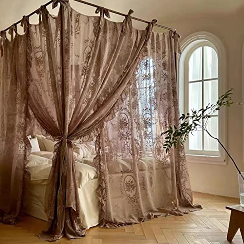 Elegante Spitze, Prinzessin, 4 Eckpfosten, Moskitonetz, romantisch, für Mädchen und Frauen, Bettvorhang, Baldachin für Erwachsene, Hochzeit, Schlafzimmer, Kinderzimmer, Dekoration