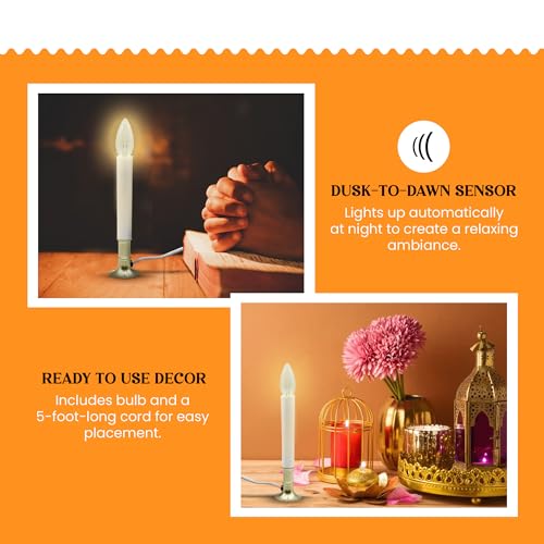 Creative Hobbies 6206 Electric Window Candle Lamp With Brass Plated Base, Dusk To Dawn Sensor Turns Candle On In Dark And Off In Light thumb #4