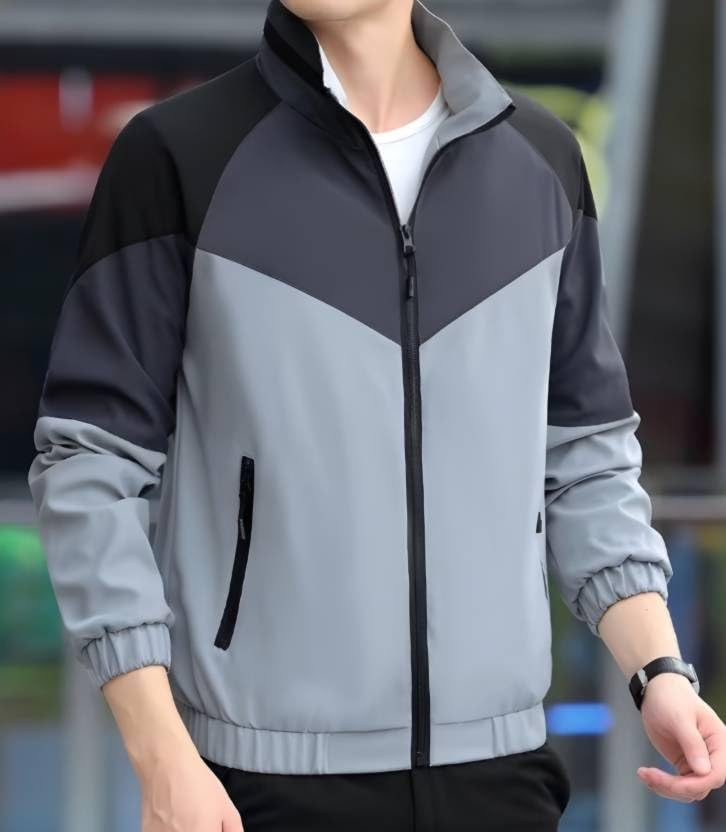 Image of Men's Fashionable Durable Windproof Nylon Jacket | Full Sleeves & Stylish Zipper Function Jacket For Sport, Casual Outings | Cold Weather