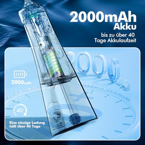 Irrigador Dental, Con 4 Boquillas, Depósito de Agua de 300ml, 4 Modos de Limpieza, IPX7 Impermeable, Irrigador Bucal Portátil para Dientes, Ideal para Limpieza Dental en Casa y de Viaje - imagen 5