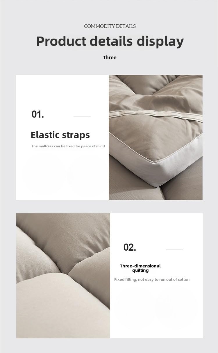 Materassino futon giapponese pieghevole, 7,6 cm, traspirante, per uso a pavimento, ideale per campeggio e ospiti, design portatile (D 89,9 x 199,9 cm)
