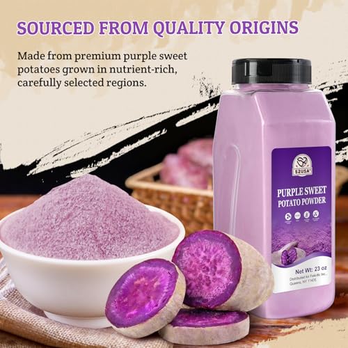 Image of 52USA Purple Sweet Potato Powder, 23oz(652g) | 100% Natural Food Coloring | Gluten-Free, Vegan, Rich in Anthocyanins | Purple Potato Powder for Baking, Smoothies, Desserts, Drinks