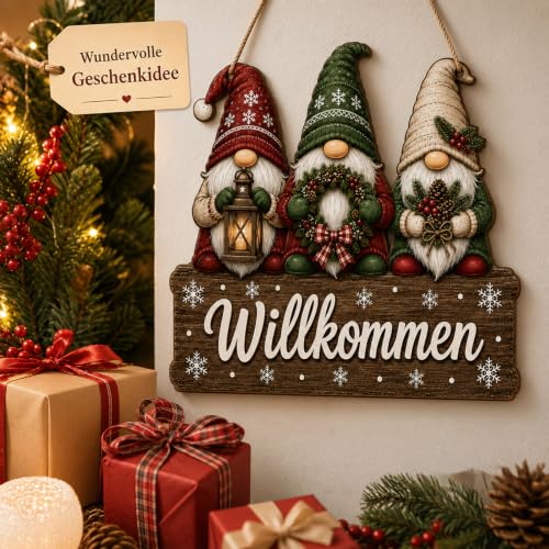 Weihnachtsdeko Tür Wichtel Holzschild Türdeko Weihnachten Willkommen – Bild 5