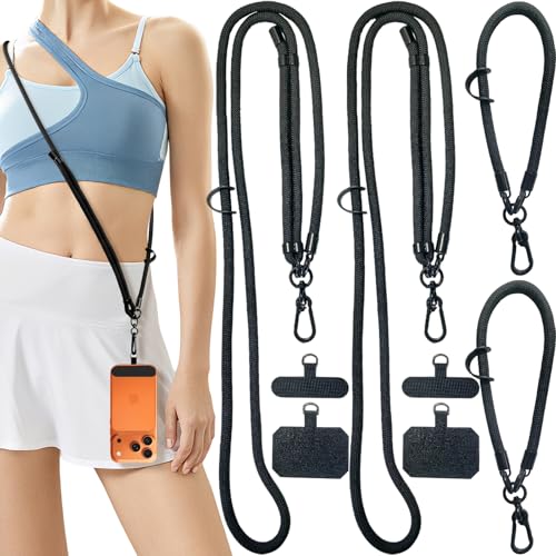 YIWOZI 4 Pack Adjustable Phone Lanyard & Wrist Strap,Cell Phone Lanyards Crossbody,anti theft phone strap for Women & Men,Phone Neck Lanyard for iphone and Smartphone