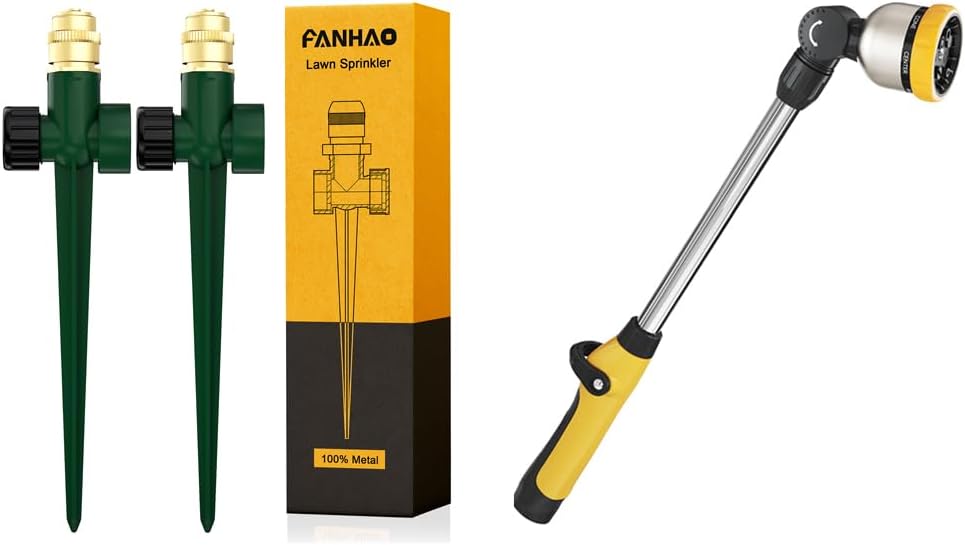 FANHAO 2 Pack Metal Lawn Sprinkler +16 Inch Metal Garden Watering Wand