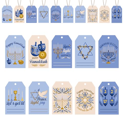 Etiquetas de Hanukkah para personalizar obsequios y recuerdos de fiestas de vacaciones