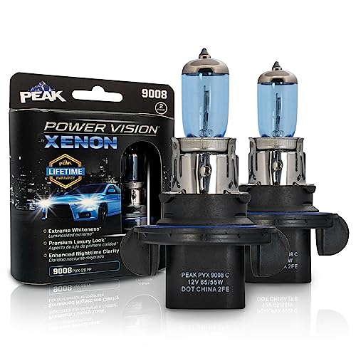 PEAK 9008 Power Vision XENON Bright White 65/55-Watt Headlights, Pack of 2