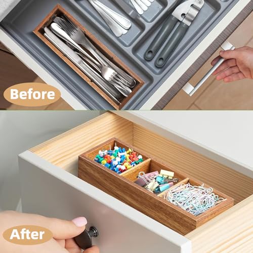 Image of Wooden Tea Bag Organizers, Tea packet Storage Boxes, Tea Caddy for Tea Bags Chest, Teabag Holder Containers, Teabox Station Display, Organizador De Tes Caja Para Te, 3 Compartments (Wood)