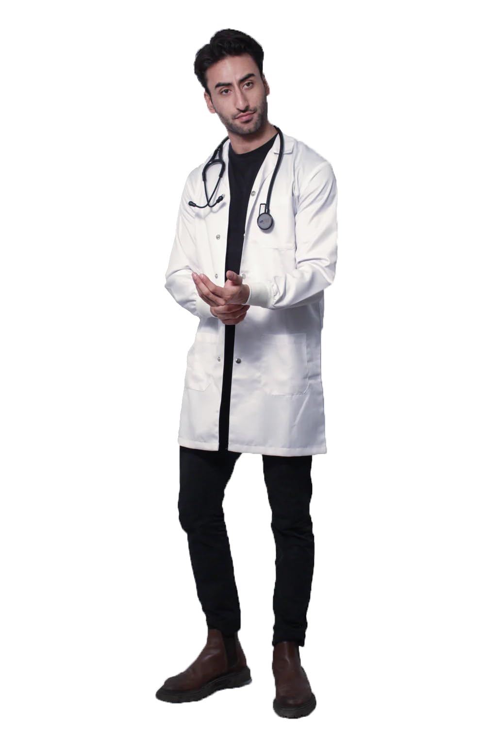 ARA UNIFORMS Men White Lab coat with Elastic Sleeve With Rib | Reusable Medical Coat (B0D5XXCM5K) Amazon Price History, Amazon Price Tracker
