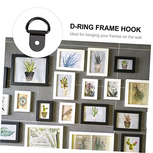 Image of 60pcs D- Buckle Photo Frame Hooks Black Hanging Hardware for Art Mirrors and Photos Sturdy Material for Wall Mounting