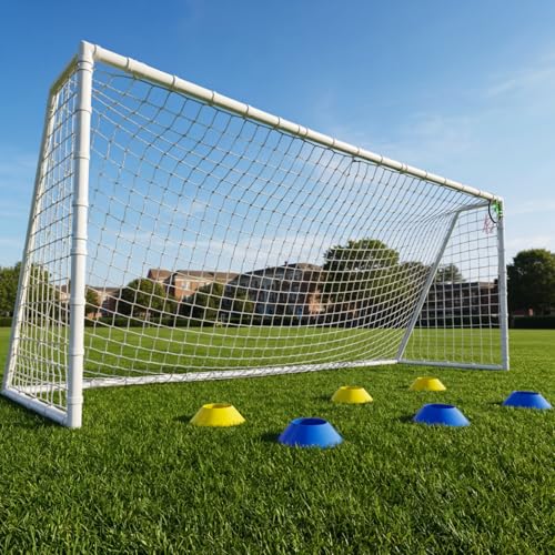 Mersco16x7 FT Soccer Goal for Backyard 8x6 12x6 FT Rust-Proof Reinforced Metal Soccer Goals with PE Soccer Net Target Net & Training Cones Outdoor Soccer Net for Kids Youth Training or Team Games