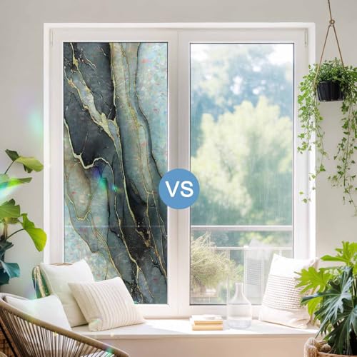 Película para ventana privacidad efecto vidriera 18x79 pulg miniatura 3