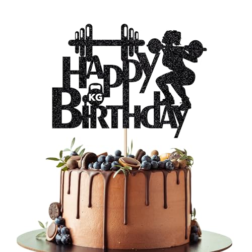 Leetaivie Weight Lifting Barbell Happy Birthday Cake