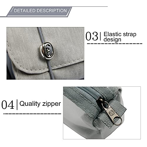 MDSTOP Hanging Roll-Up Makeup Bag / Toiletry Kit / Travel Organizer for Women - 4 Removable Storage Bags - Organize Make Up, Cosmetics, First Aid, Medicine, Personal Care, Bathroom, Palette / Brush Holder (Grey, 9