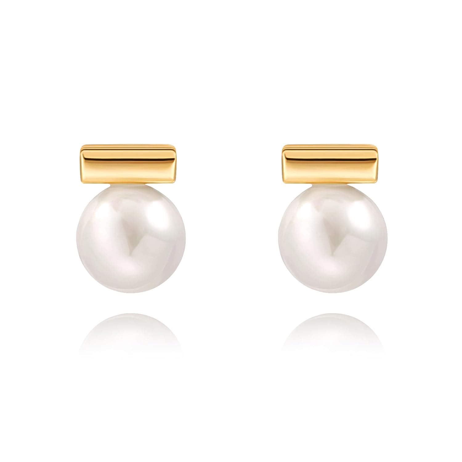 18K Gold Love Knot Stud Earrings for Women Statement Button Pearl Stud Earrings Minimalist Cute Small Post Earring