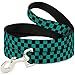 Dog Leash Checker Black Teal 4 Feet Long 1.5 Inch Wide